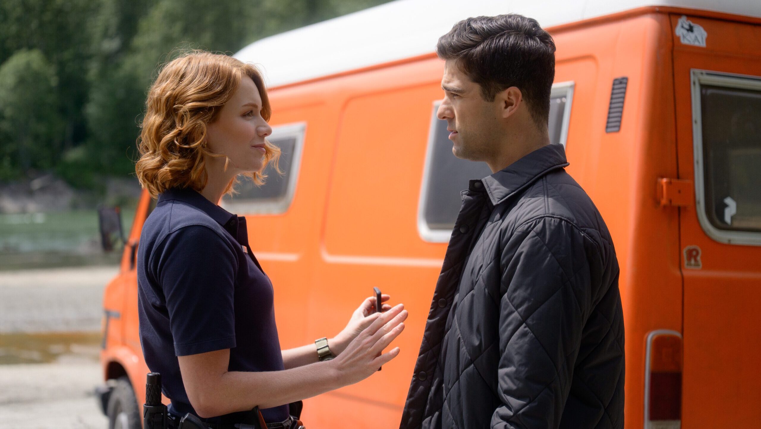 Scarlet Hunter as Jodi Larson and Markian Tarasiuk as Ryan Miller in Blue Skies